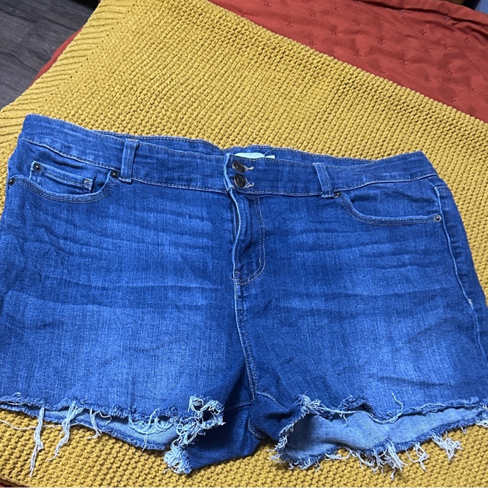 True Craft Plus Size Raw Hem Shorts 20W